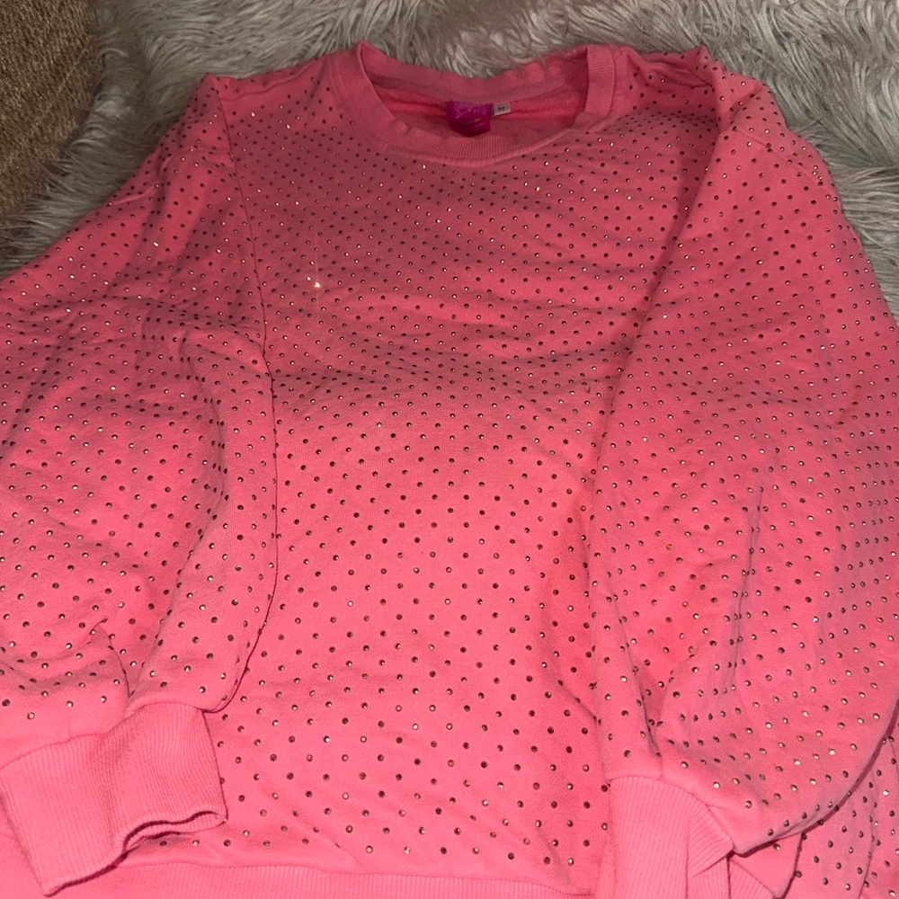 QUEEN OF SPARKLES Pink Studded Sweatshirt